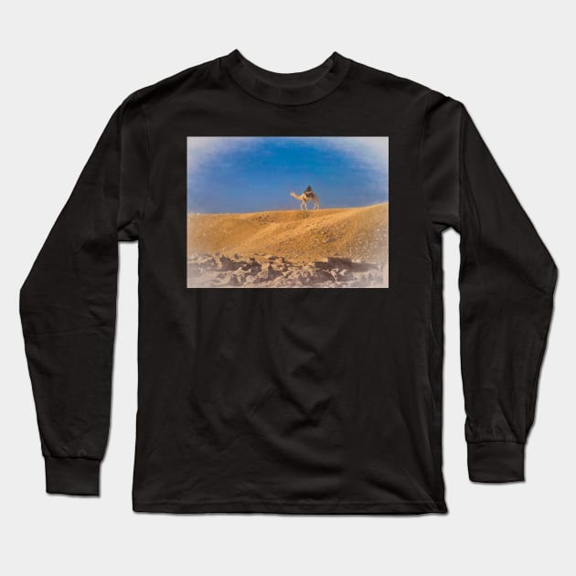 Lone Rider in the Sahara Sands Long Sleeve T-Shirt by IanWL